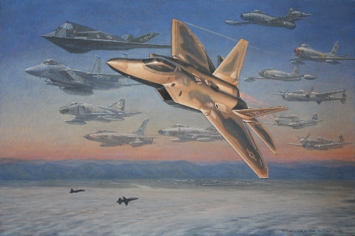 F22 Raptor over White Sands
